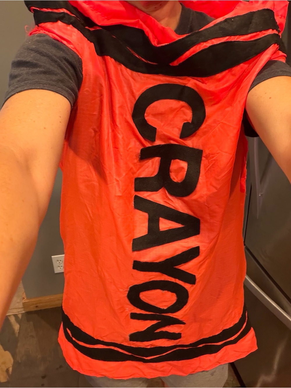 Orange Black CRAYON Costume Adult S M SLEEVELESS DRESS Handmade Kids Halloween